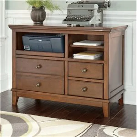 Home Office Cabinet with Pull-Out Tray and Birch Veneer